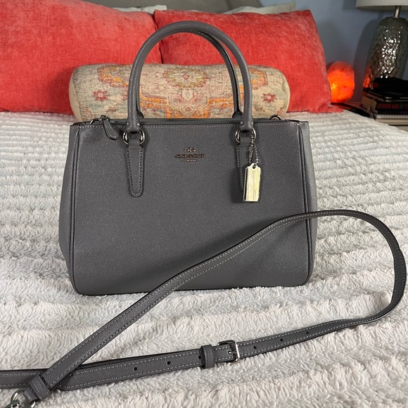 Coach Mini Surrey Carryall Bag Grey Crossgrain Leather NWT - Picture 13 of 13
